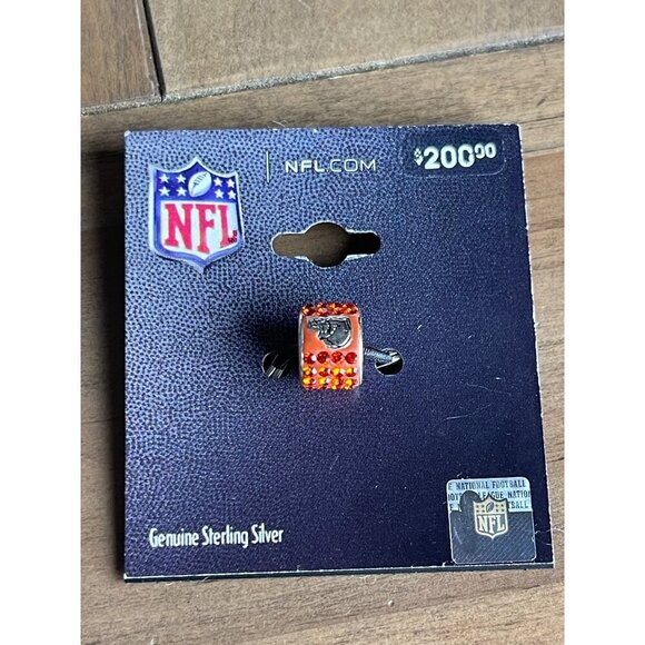 NFL Buccaneers Sterling Charm Bracelet Bead, Red, Crystal, Football - Picture 9 of 9
